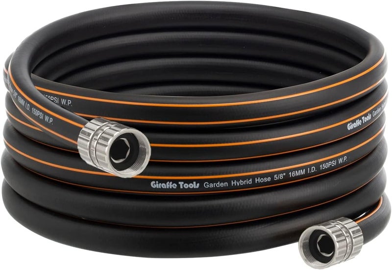 Giraffe Tools Leader Hose 8ft x 5/8", Custom Length, Heavy Duty, No Kink, Flexible, Rubber Garden Hose, Leakproof Water Hose with Female to Female Fittings, 600 Burst PSI - Image 1
